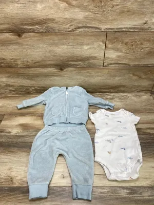 Carter's 3pc Terry Hoodie Set Blue sz 6m