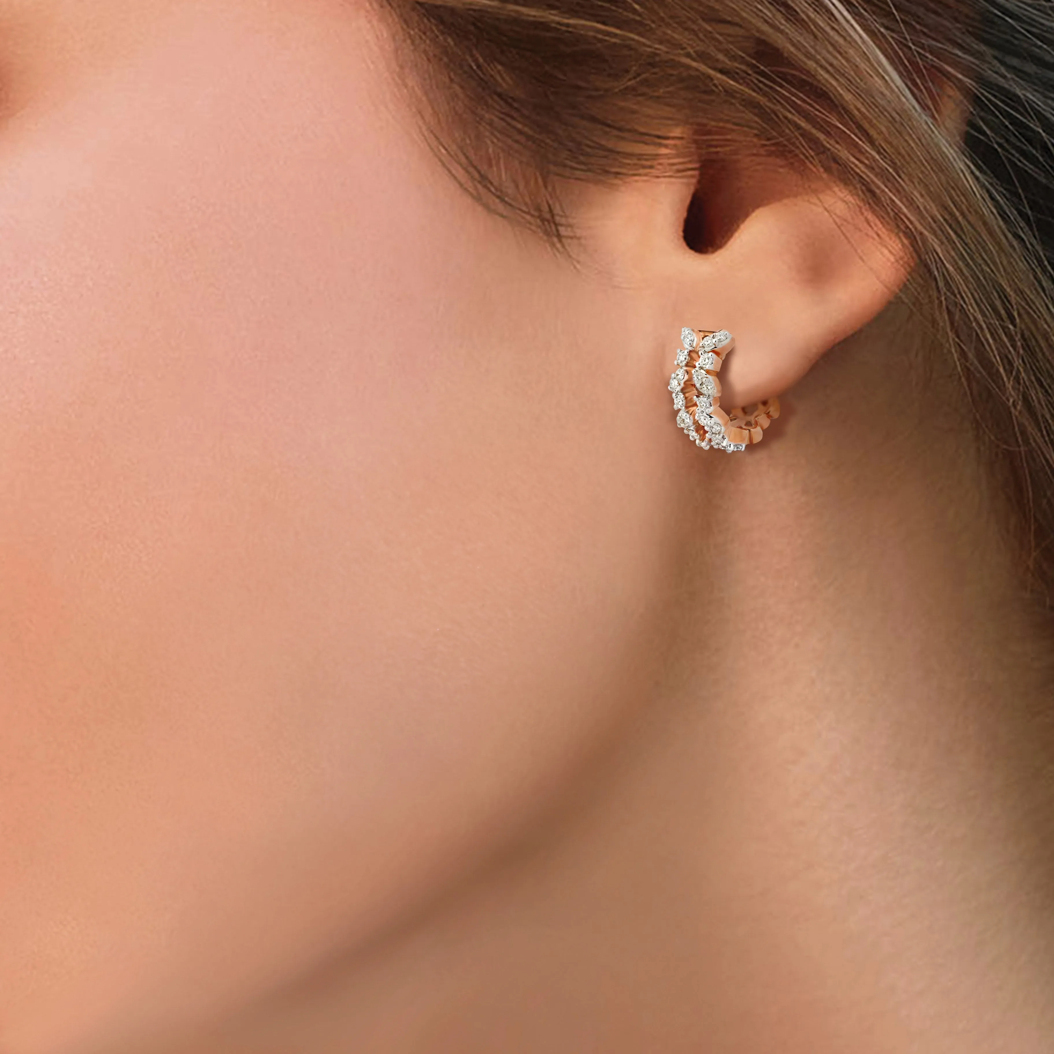 Circled Crisscross Diamond Earrings