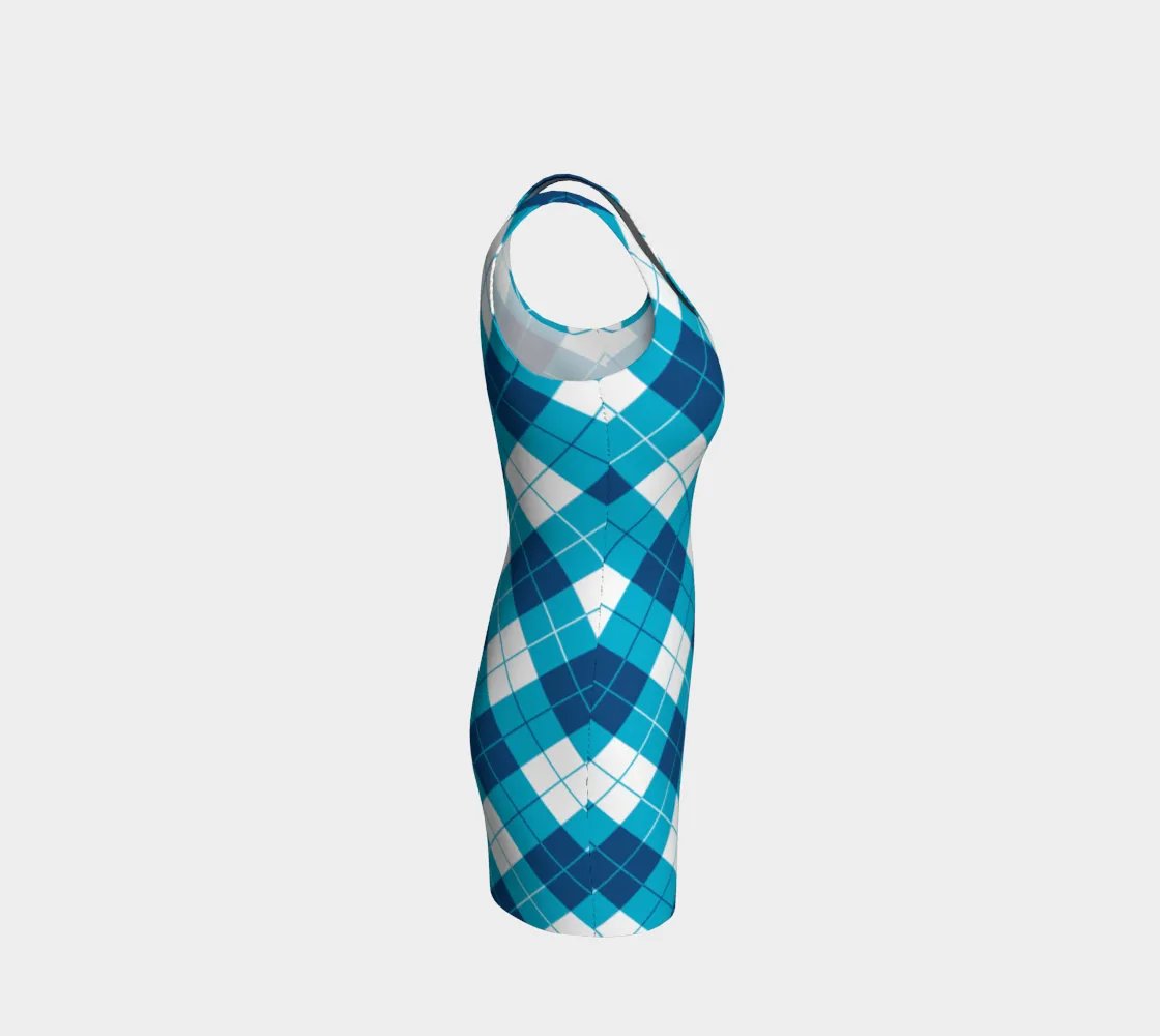 Classic Blue Argyle Bodycon Dress