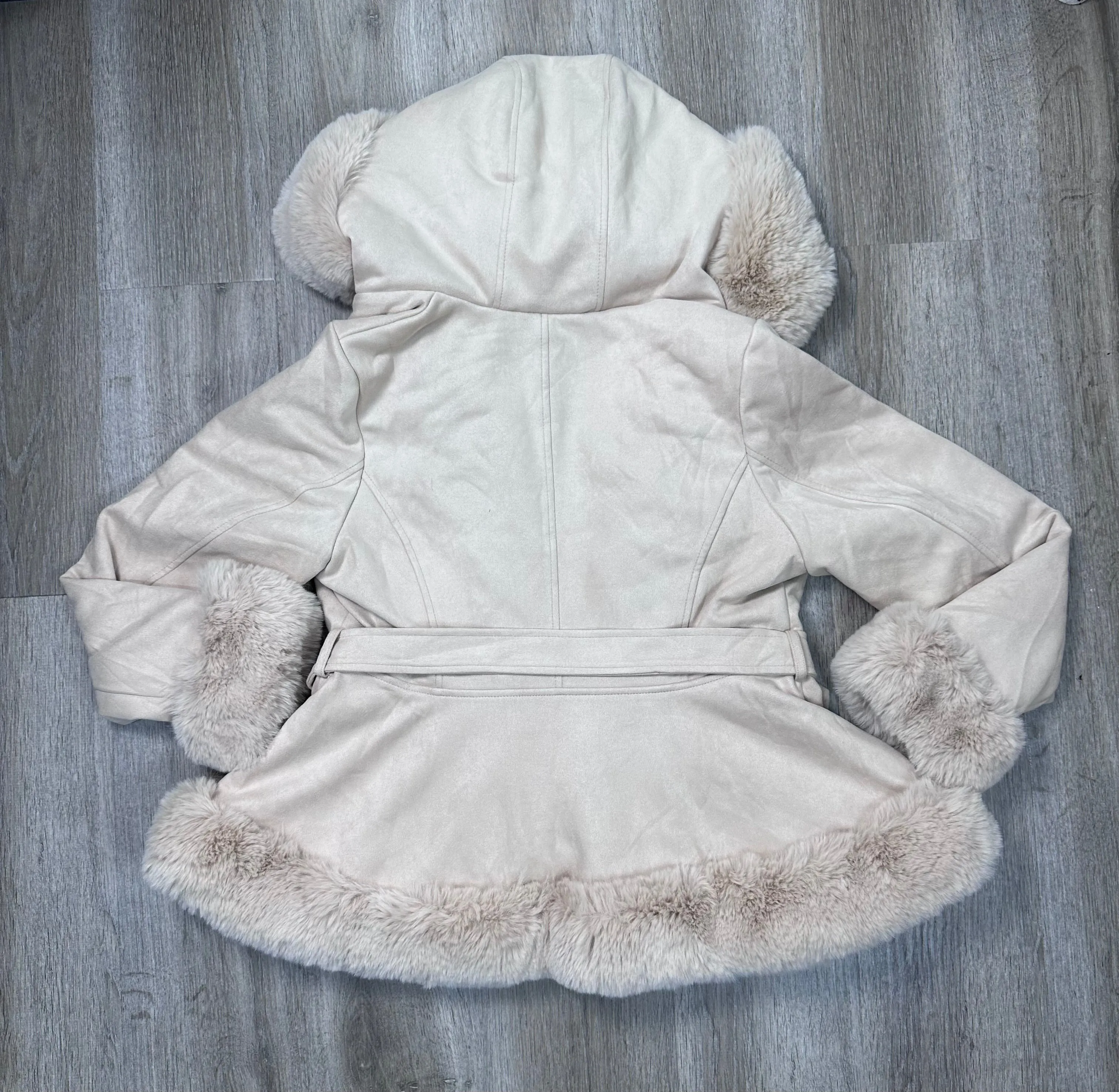Coat Faux Fur & Sherpa By SHOP DDMINE In Tan, Size: 1x