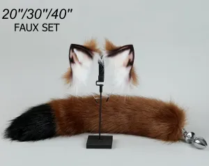 coffee black fox tail plug and ear set fox ear wolf tail butt plug tail buttplug petplay sextoy detach anal plug tail kittenplay ear