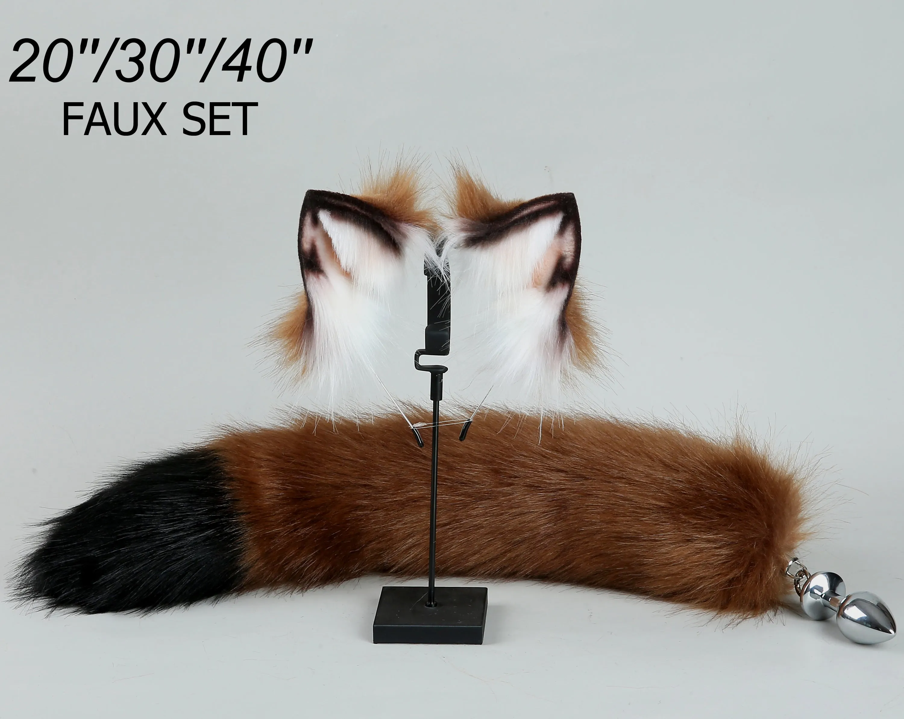 coffee black fox tail plug and ear set fox ear wolf tail butt plug tail buttplug petplay sextoy detach anal plug tail kittenplay ear