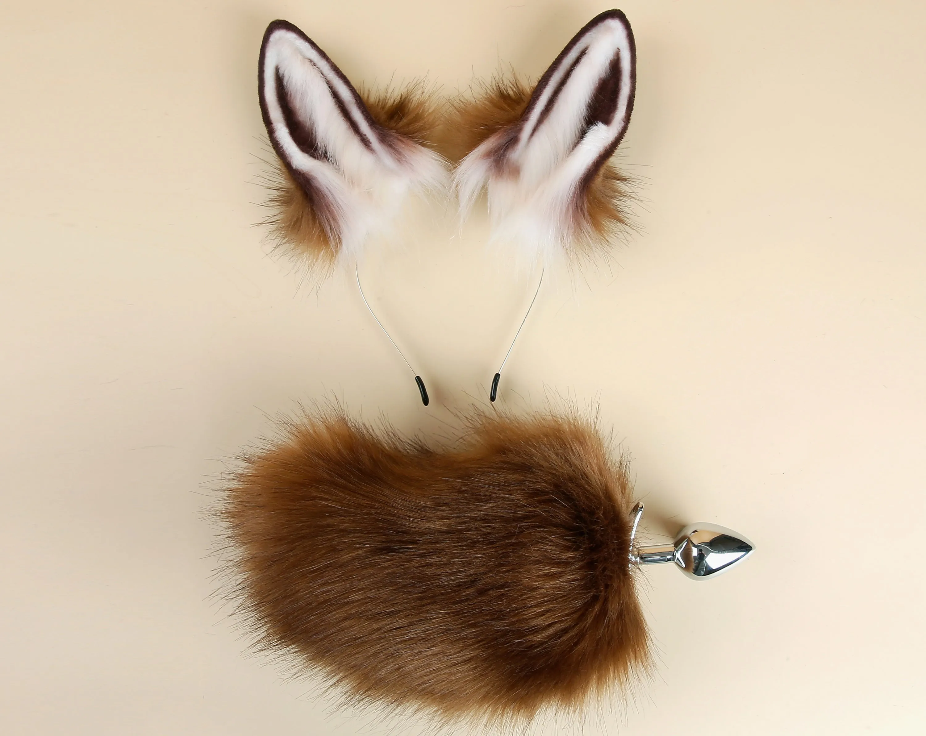 coffee bunny tail plug and ear set rabbit tail butt plug and ear set neko cosplay anime sextoy bunny ear and tail buttplug petplay