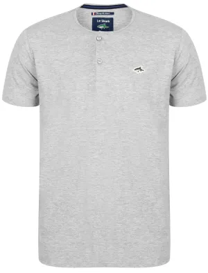 Cook Cotton Jersey T-Shirt with Henley Neckline in Light Grey Marl- Le Shark