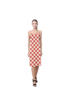 Coral Orange Checker Alcestis Slip Dress (Model D05)