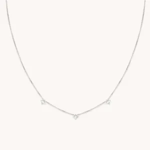 Cosmic Star Charm Necklace in Silver