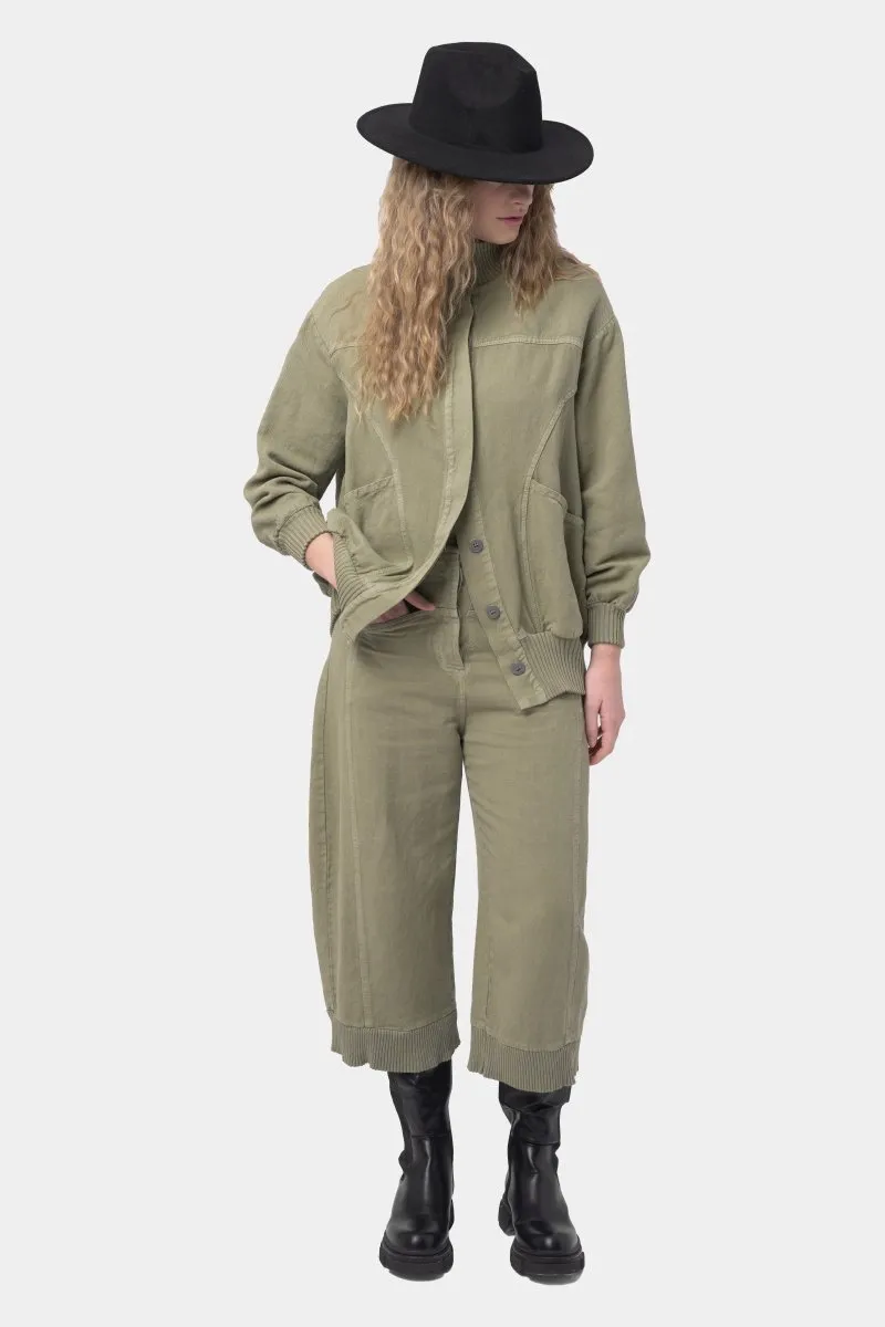 Cotton Linen Cargo Bomber Jacket