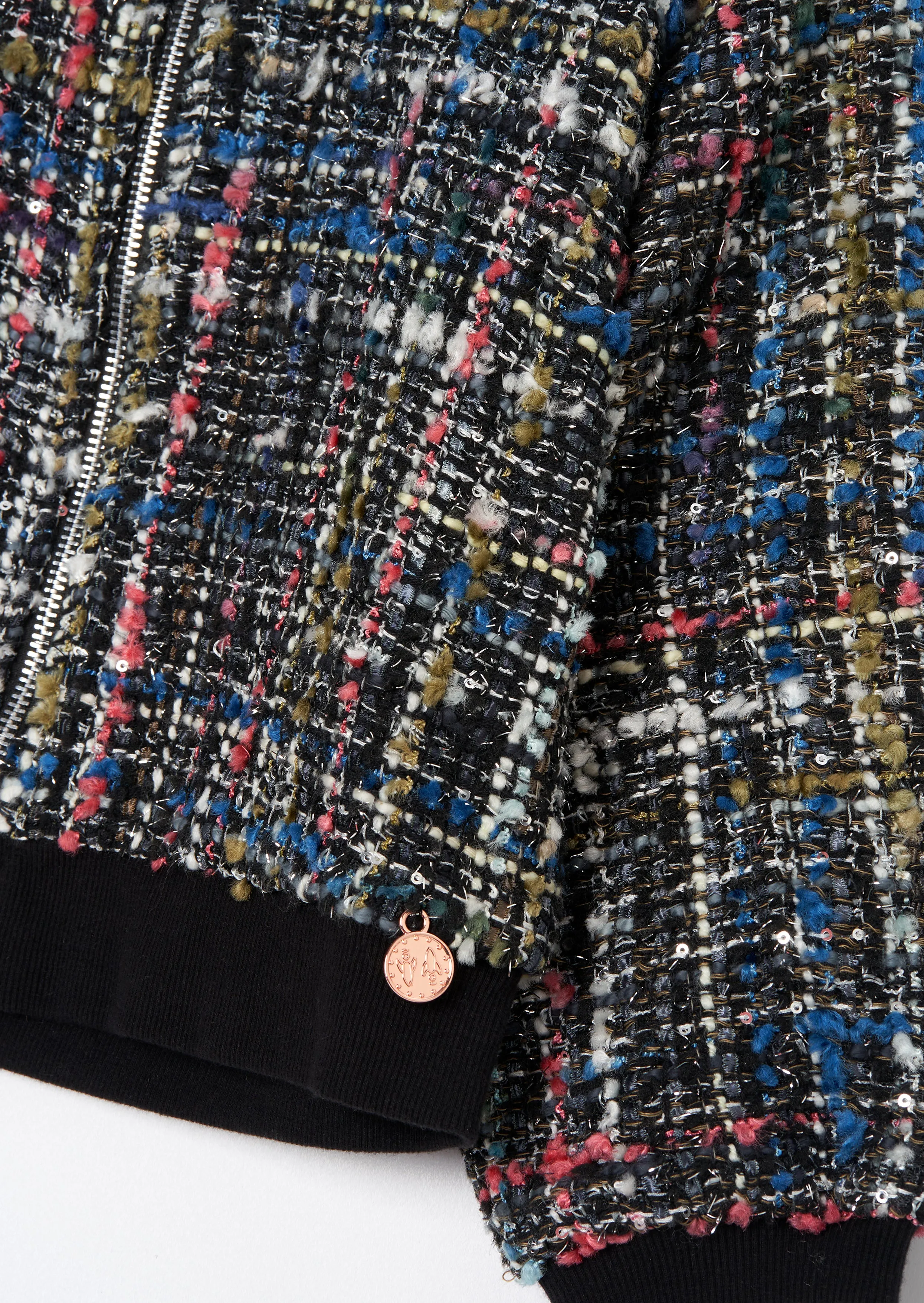 Dancia Black Tweed Bomber Jacket