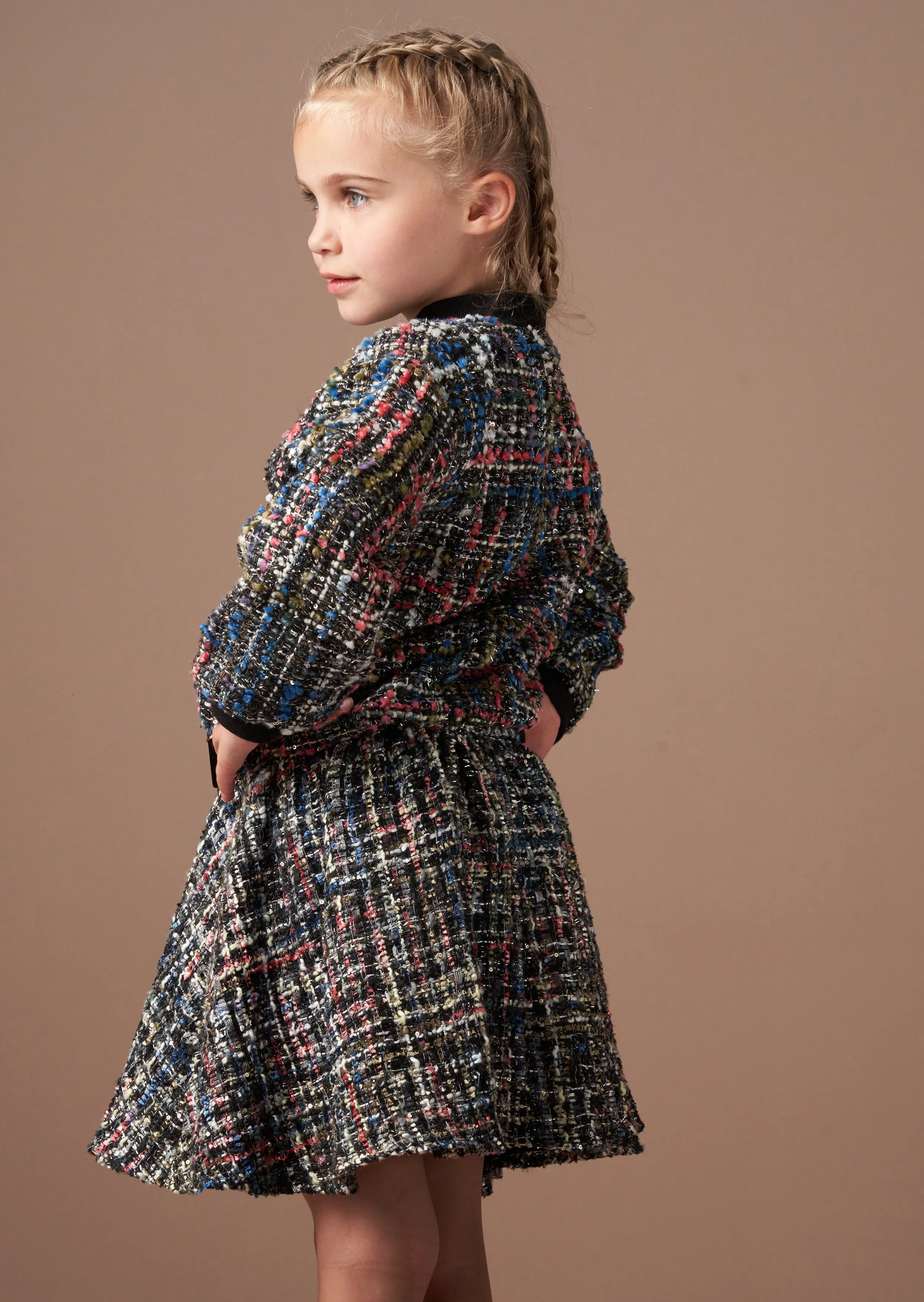 Dancia Black Tweed Bomber Jacket