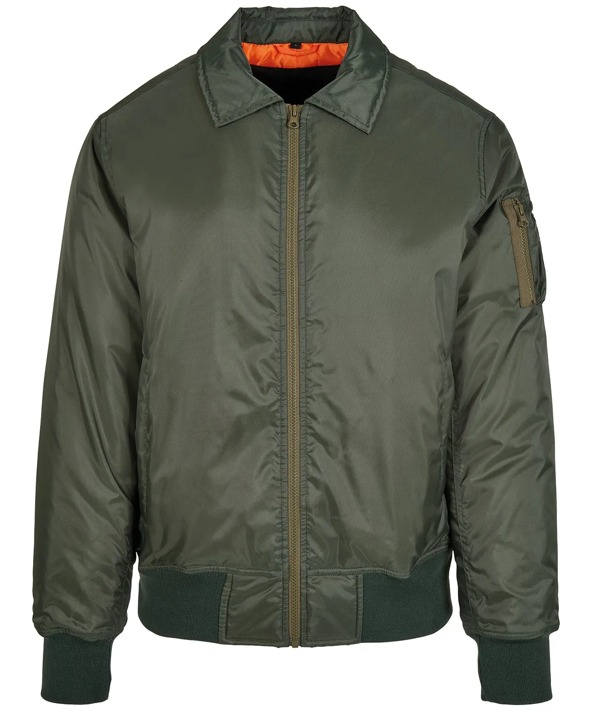 Dark Olive - Collar bomber jacket