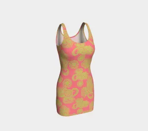 Dark Pink and Green Bodycon Dress