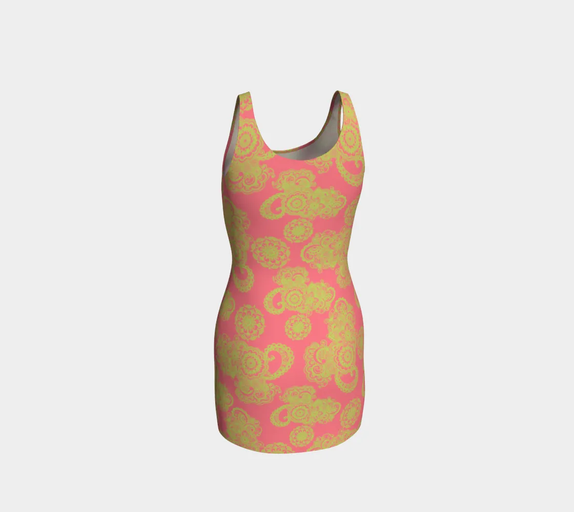 Dark Pink and Green Bodycon Dress
