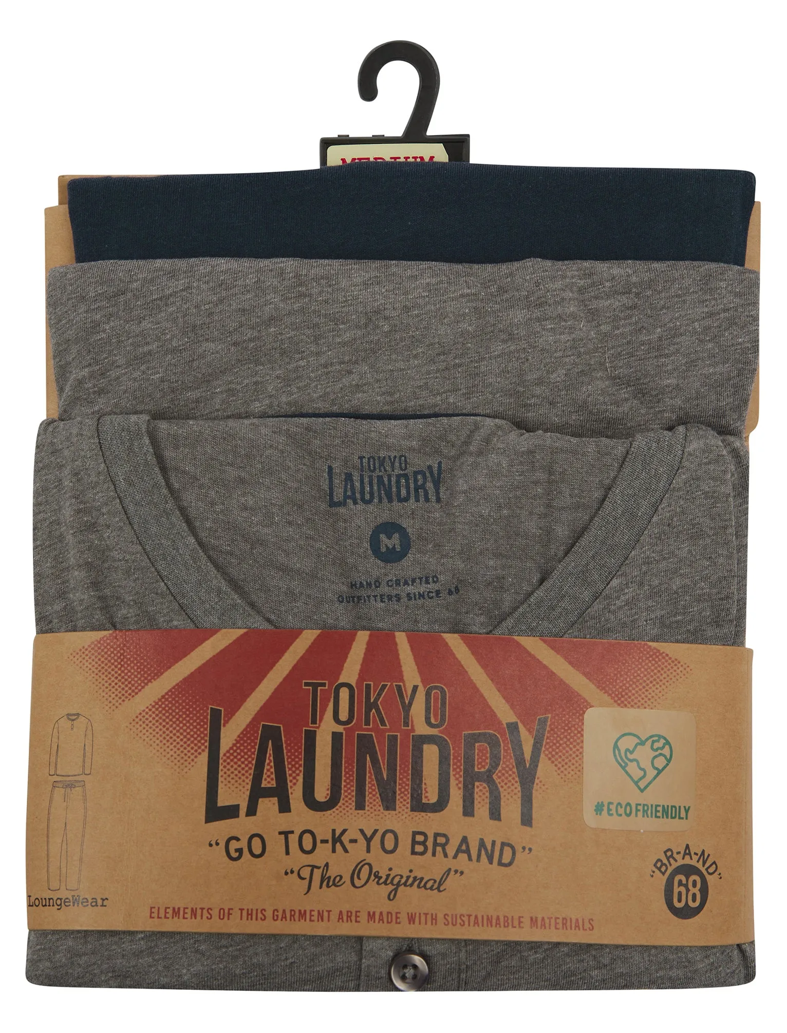 Deen 2pc Long Sleeve Cotton Loungewear Pyjama Set in Mid Grey Marl - Tokyo Laundry