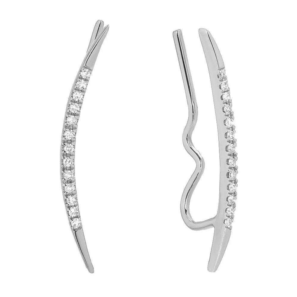 Diamond Ear Climbers With Polished Tips