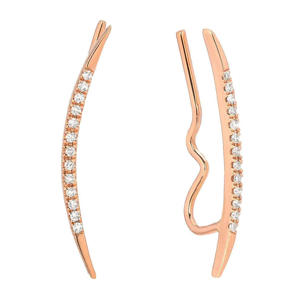 Diamond Ear Climbers With Polished Tips