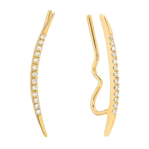 Diamond Ear Climbers With Polished Tips