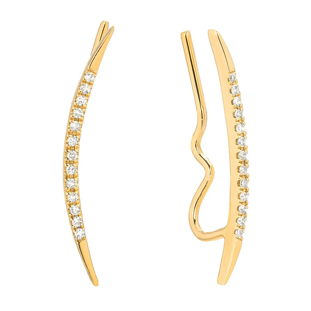 Diamond Ear Climbers With Polished Tips