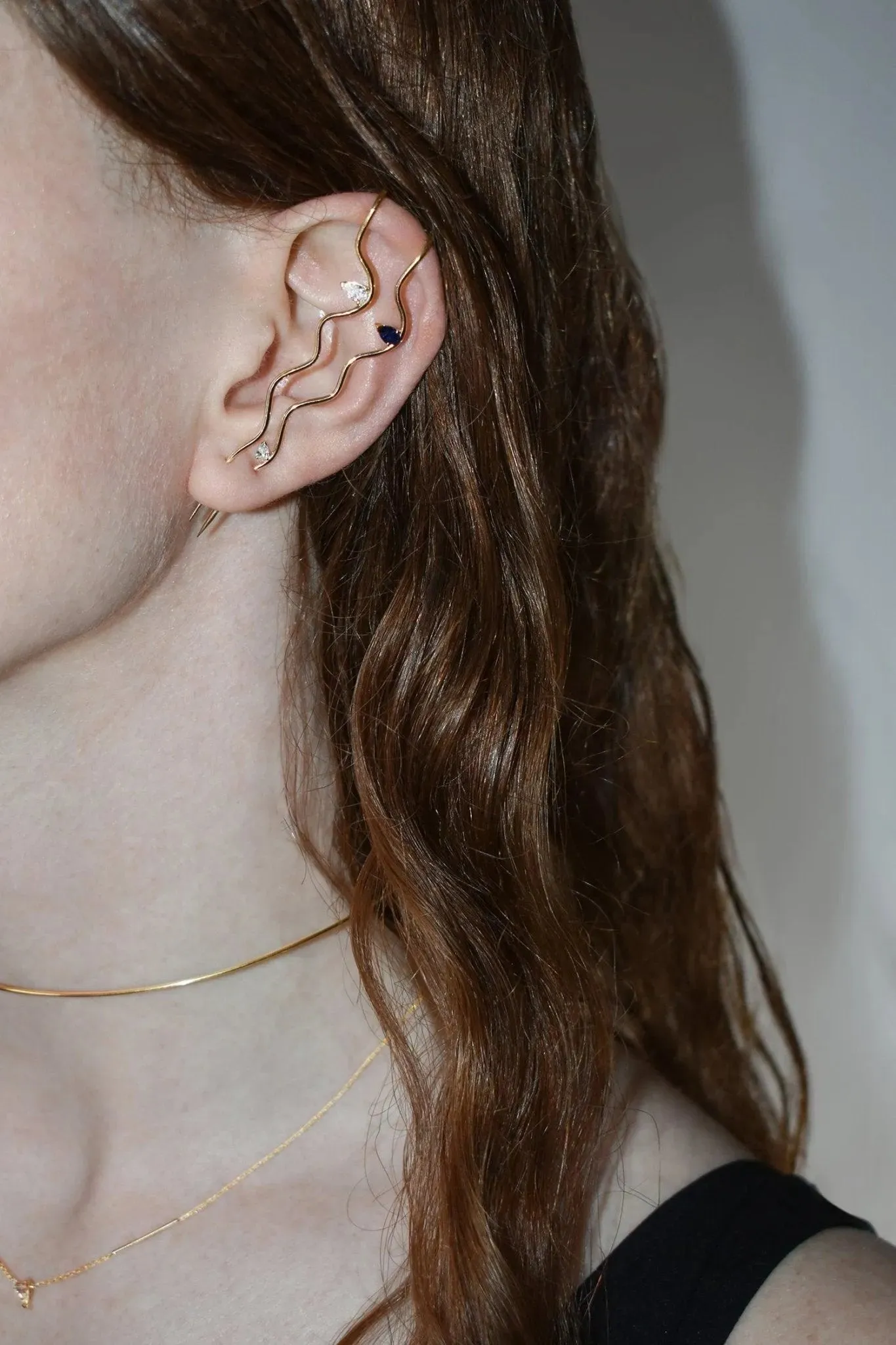 Diamond Splash Wave Needle Earring