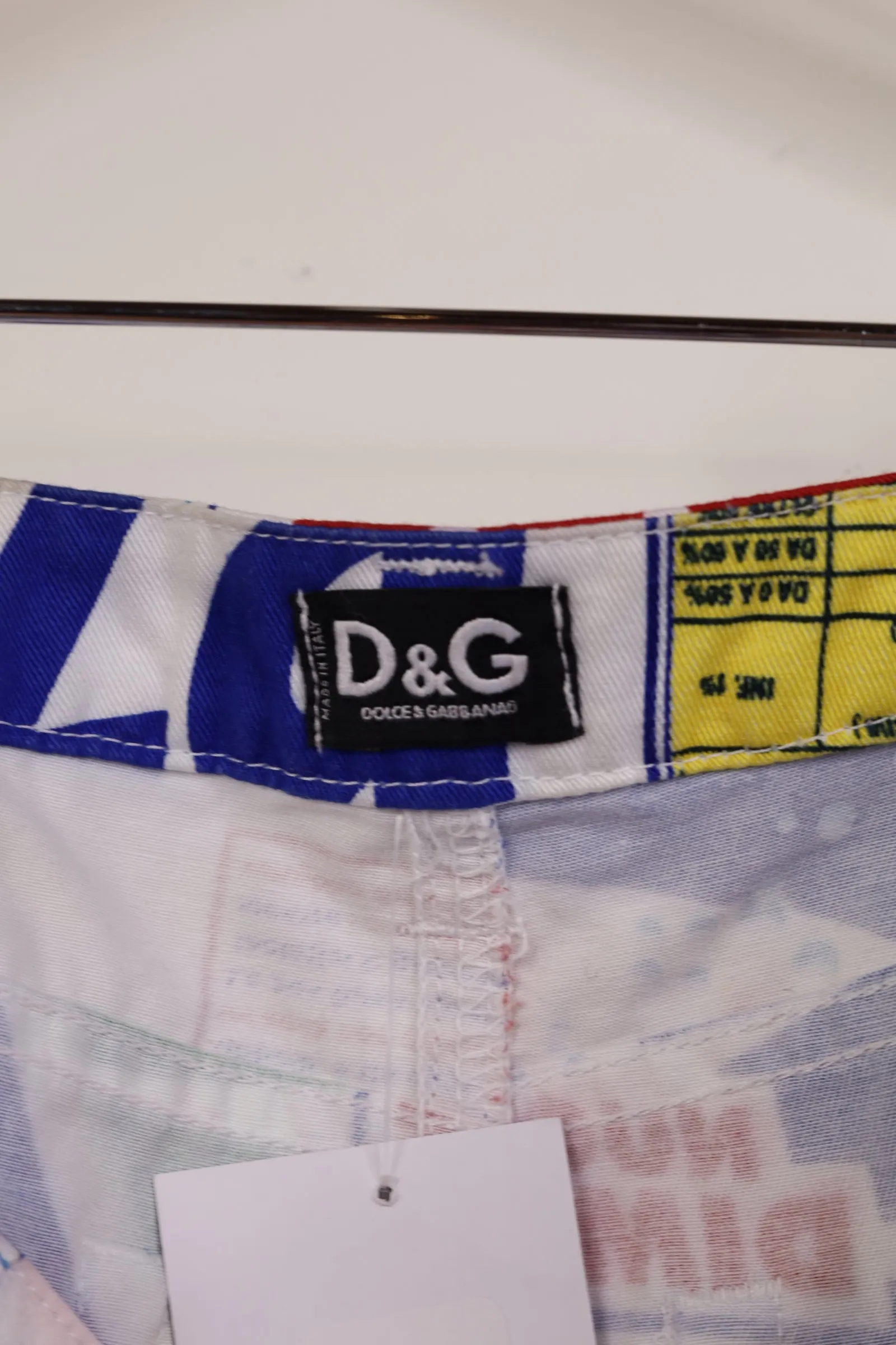 Dolce & Gabbana, White Graphic Pencil Skirt 1990s