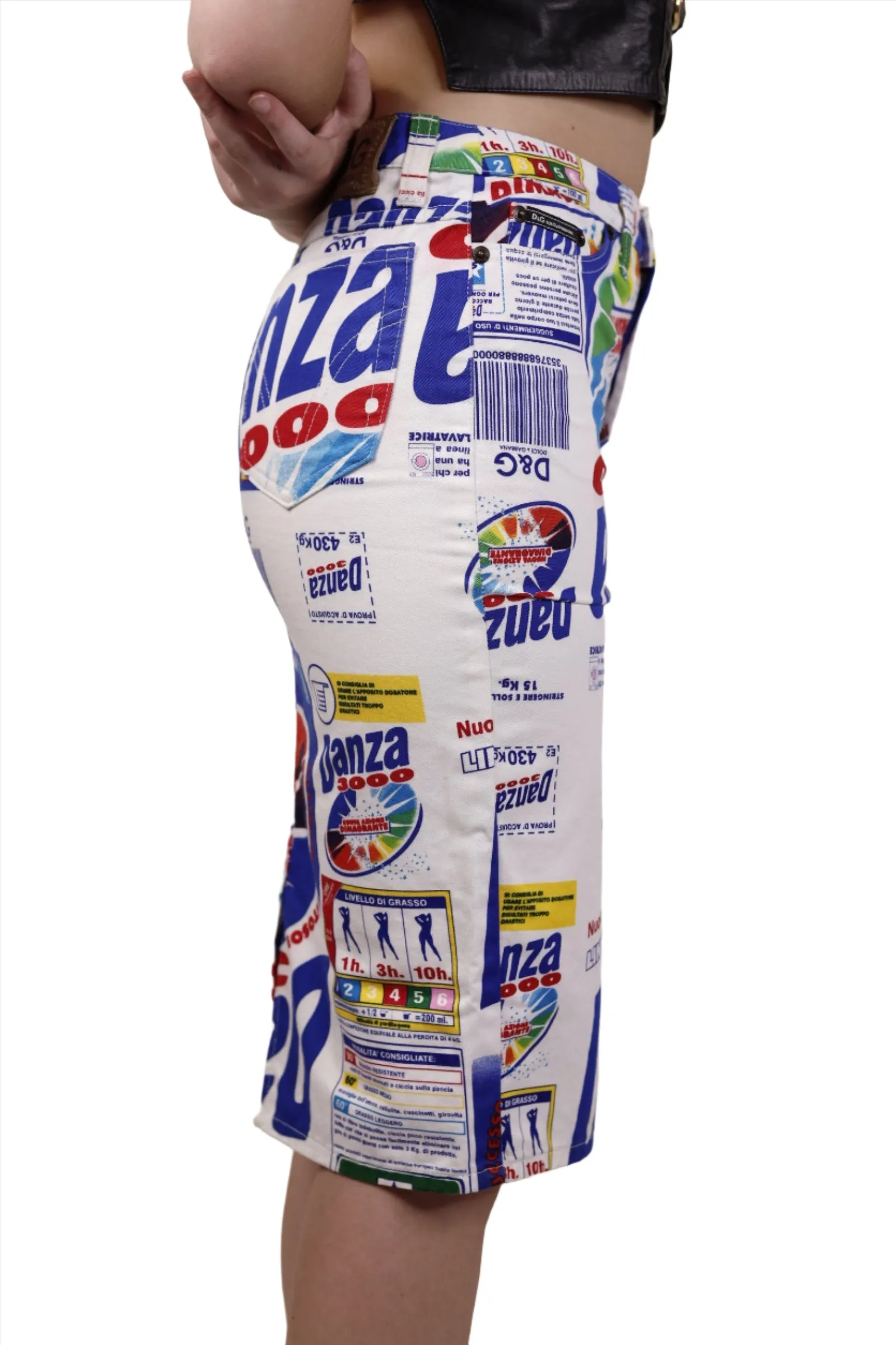 Dolce & Gabbana, White Graphic Pencil Skirt 1990s