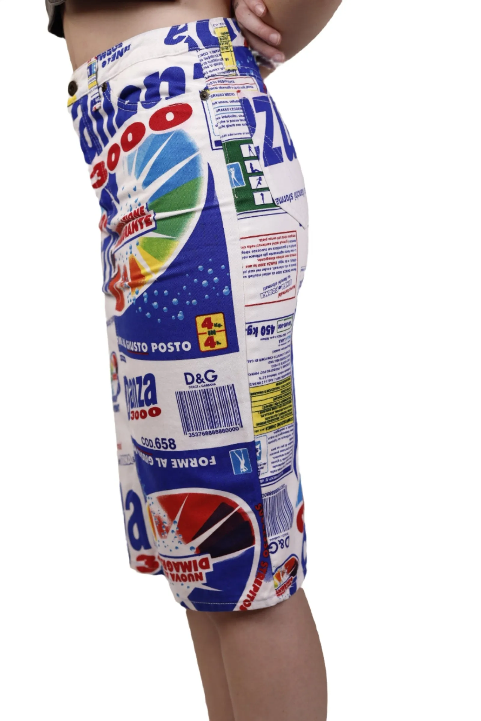 Dolce & Gabbana, White Graphic Pencil Skirt 1990s