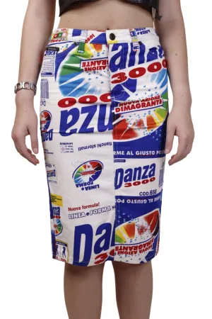 Dolce & Gabbana, White Graphic Pencil Skirt 1990s