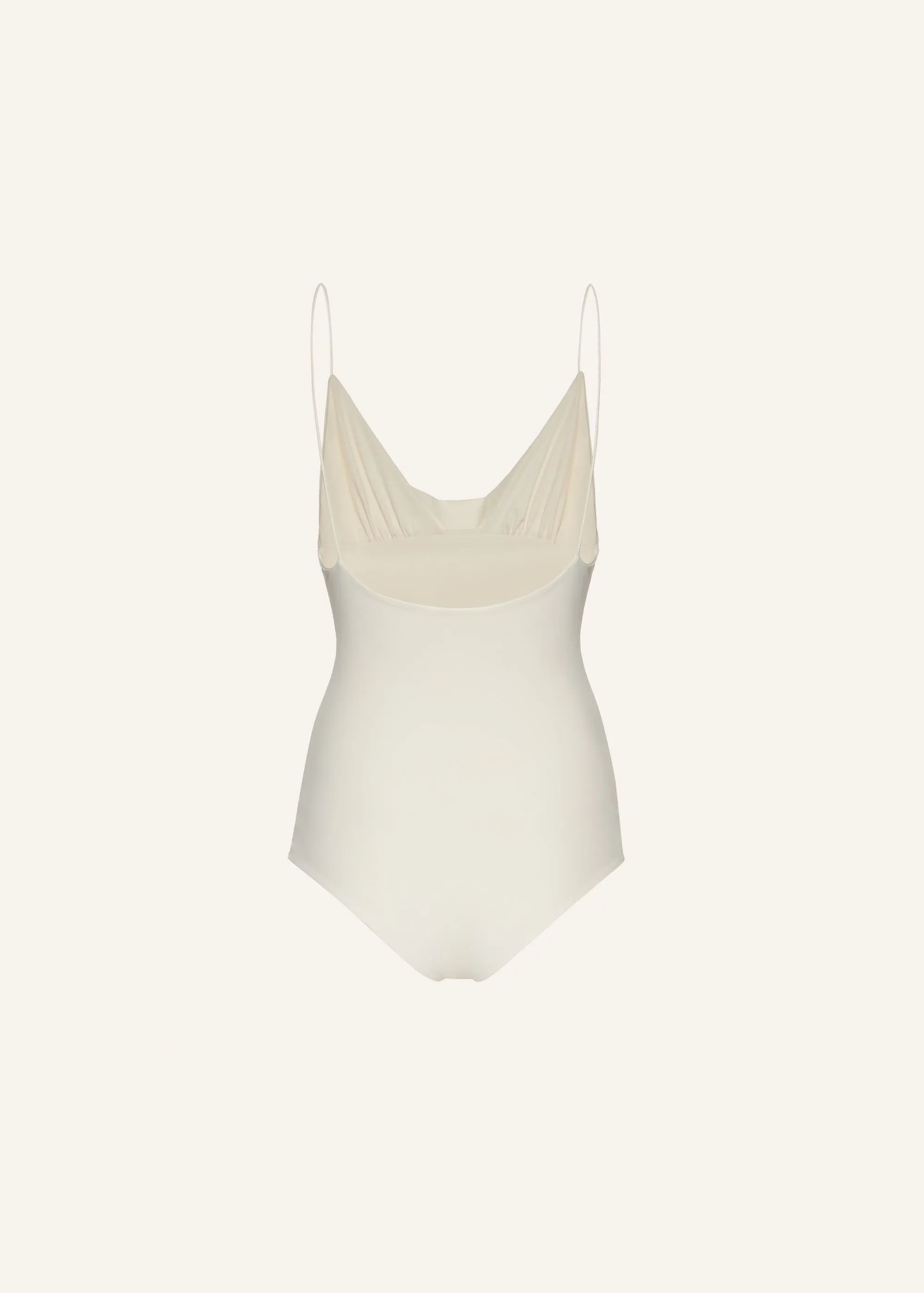 Draped scoop neck swimsuit in white