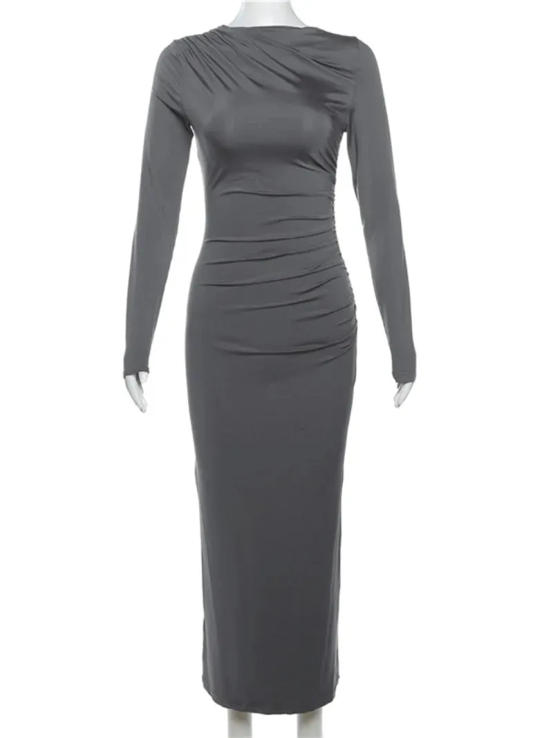 DressBetty - 2024 Spring Elegant O-neck Long Sleeve Bodycon Dress