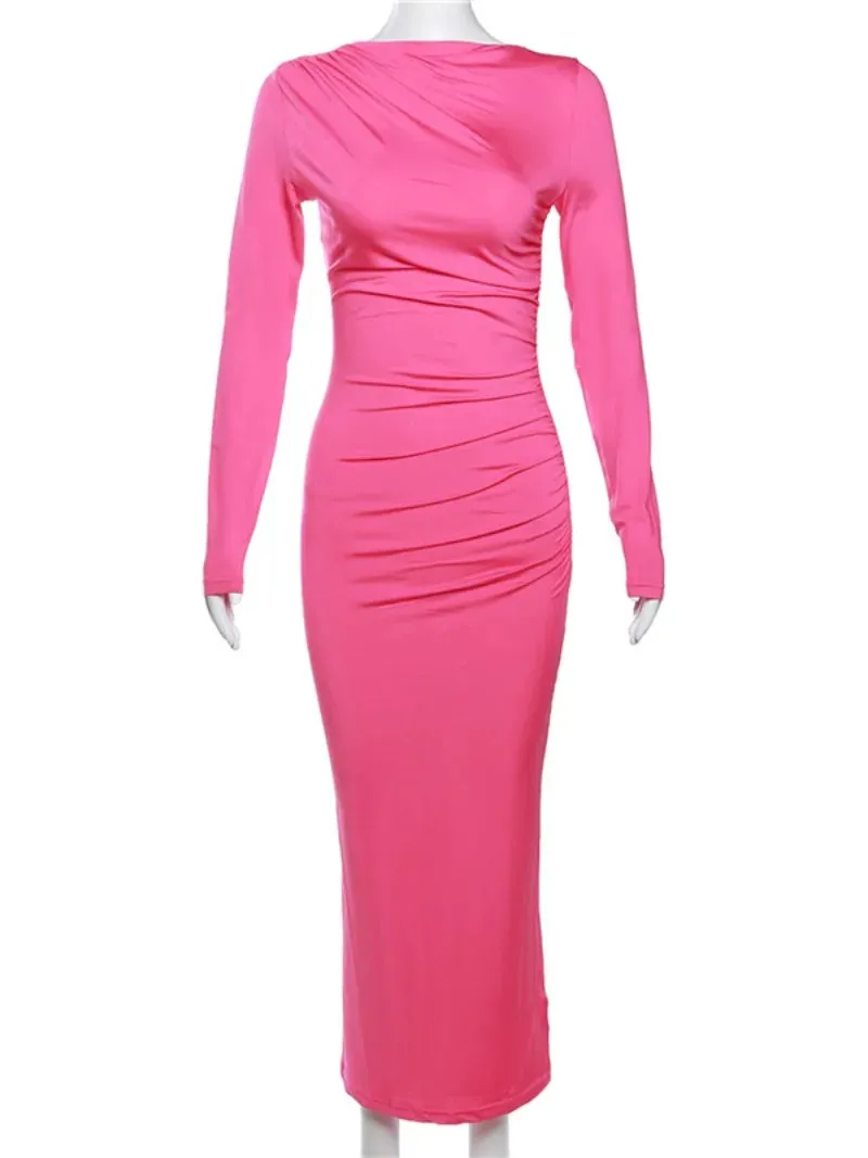 DressBetty - 2024 Spring Elegant O-neck Long Sleeve Bodycon Dress
