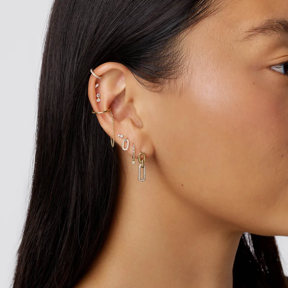 Drop Chain Single Ear Cuff in 10k Gold