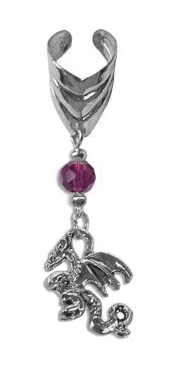 Ear Cuff With Charm Dragon - SIlver