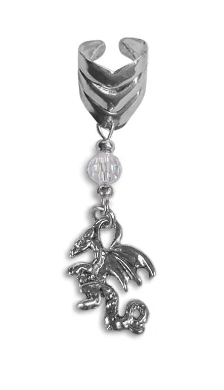 Ear Cuff With Charm Dragon - SIlver