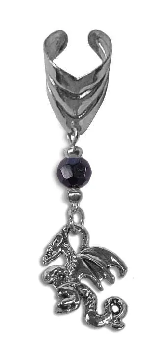 Ear Cuff With Charm Dragon - SIlver