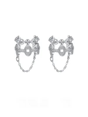 Ear Cuffs, .925 Sterling Silver Chain Statement Luxury Hypoallergenic Tarnish Free Non Pierced Ear Cuffs