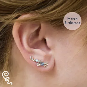 Ear Wings Aquamarine Sterling Silver