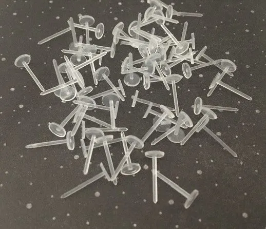 Earring Post Clear Plastic 5mm Pad & Back