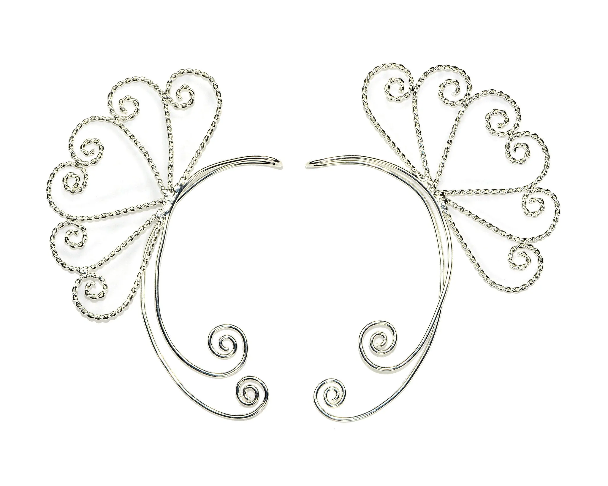 Elf Cuff Heart Spirals - Silver