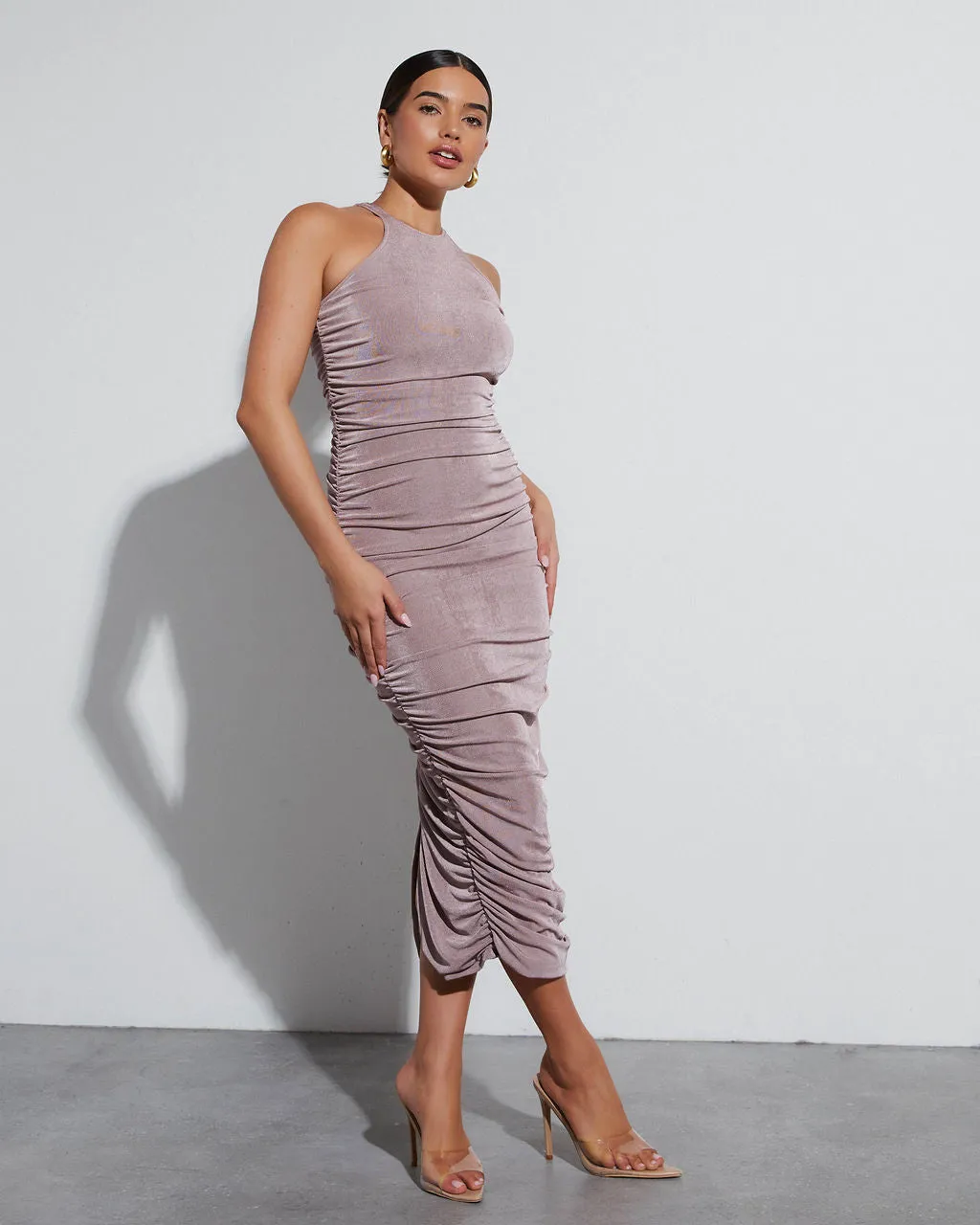 Esmai Ruched Knit Midi Dress