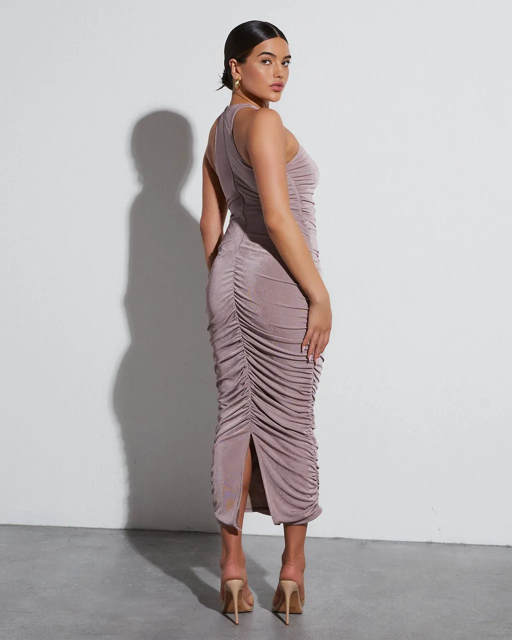 Esmai Ruched Knit Midi Dress