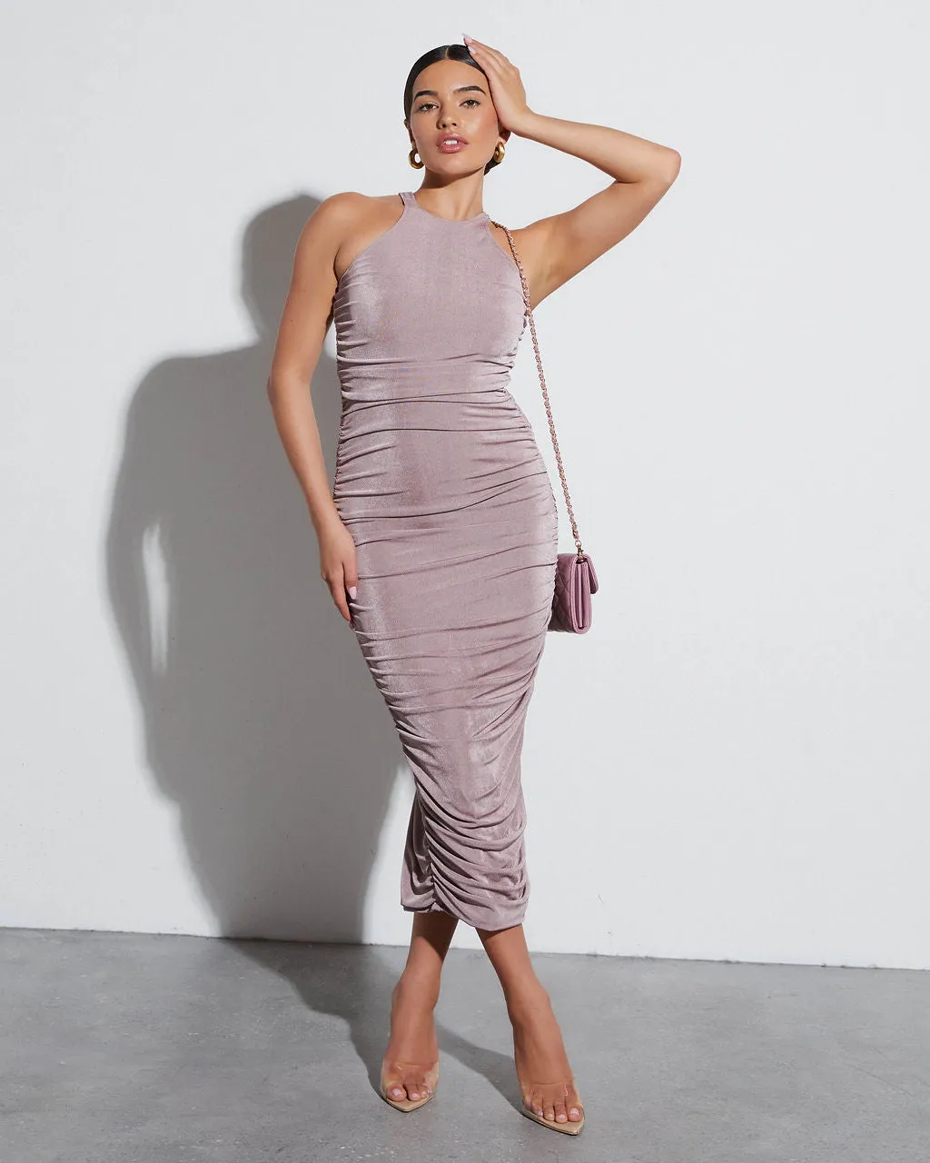 Esmai Ruched Knit Midi Dress