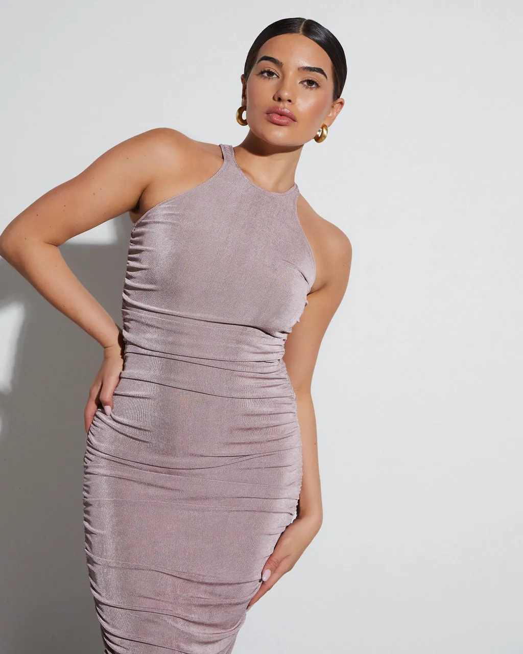 Esmai Ruched Knit Midi Dress