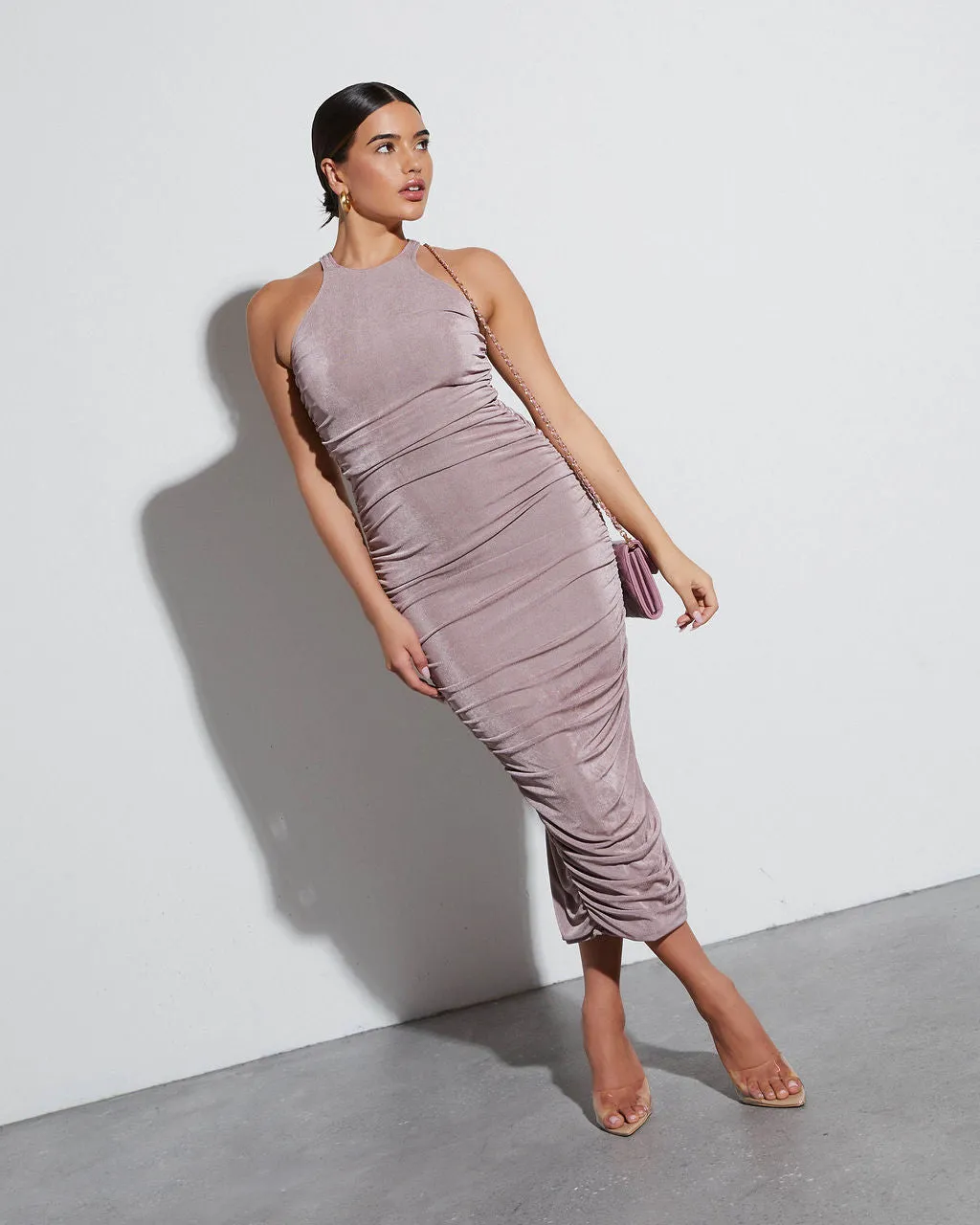 Esmai Ruched Knit Midi Dress