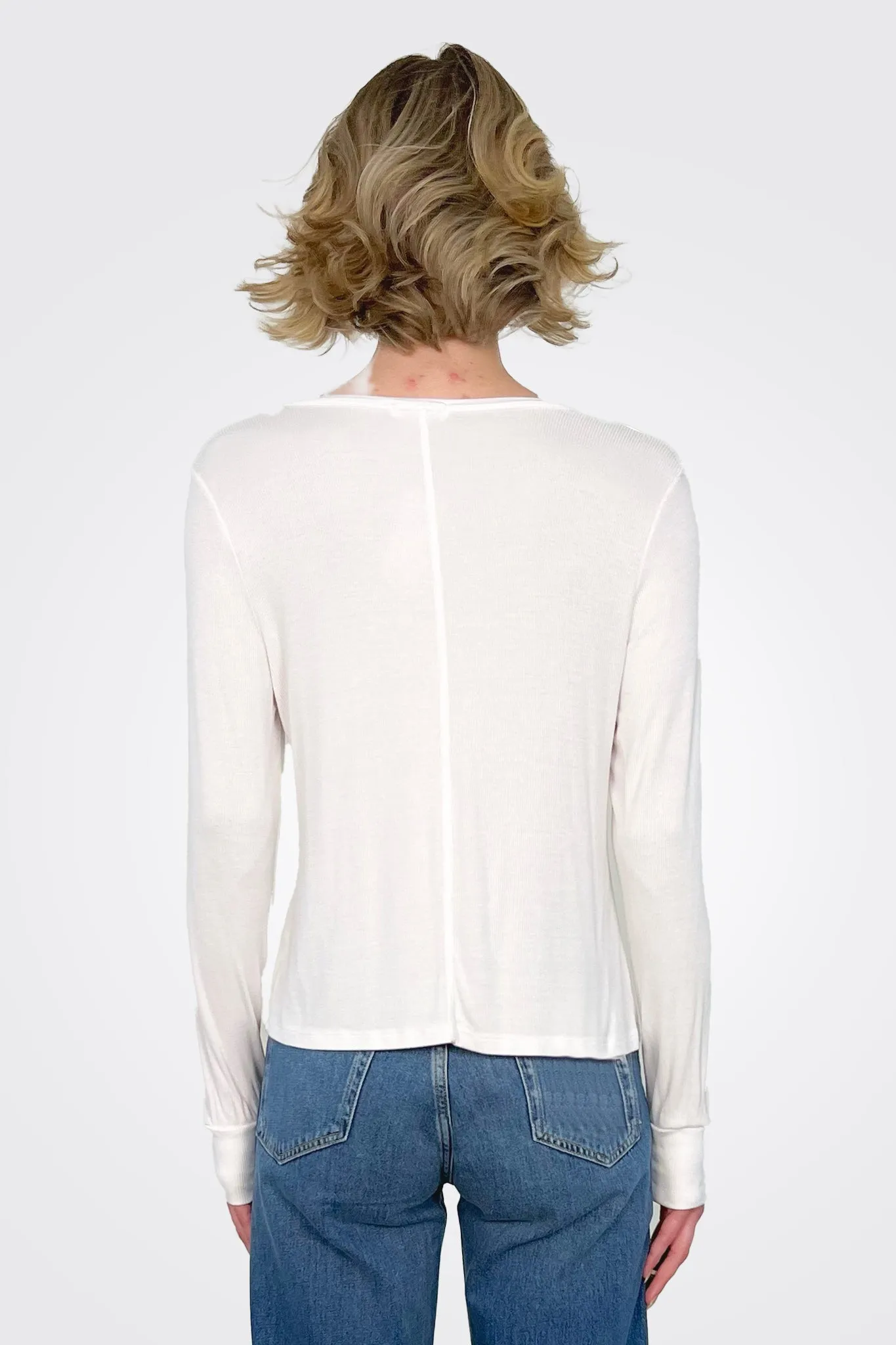 Eva Long Sleeve Henley - Soft White