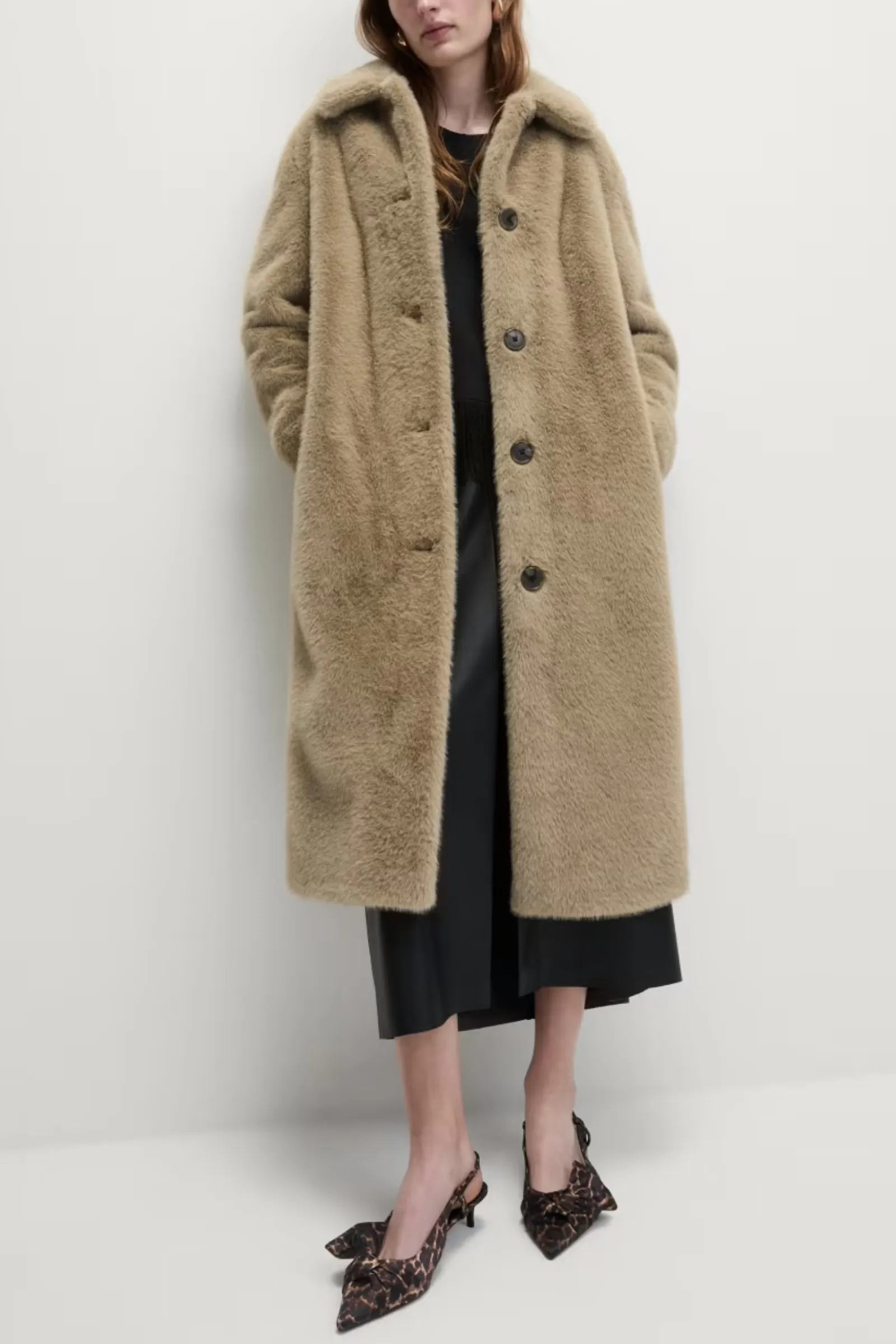 Faux Fur Collared Longline Coat