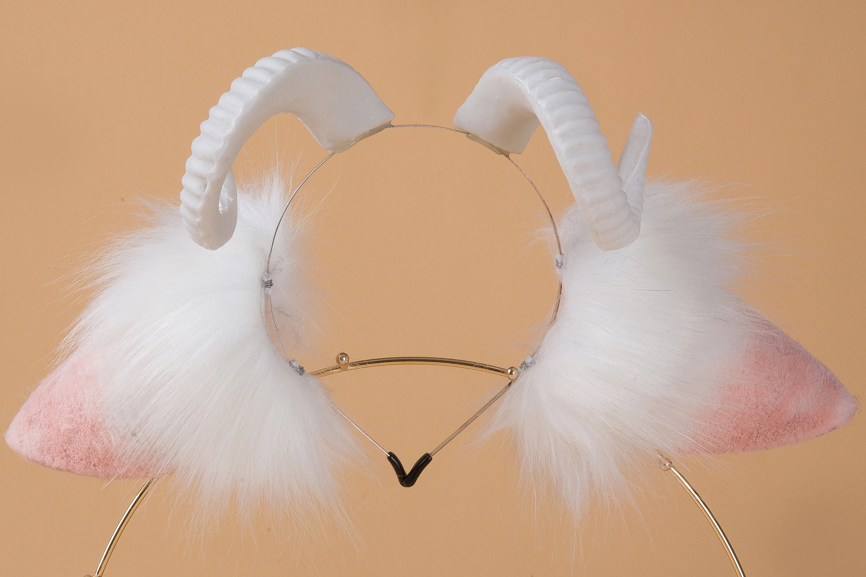 faux fur white sheep tail plug and ear set neko cosplay anime cosplay neko ear and tail kitten play sheep tail butt plug and ear set