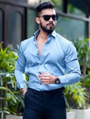 Formy Aqua Blue Luxury Cotton Shirt For Men's