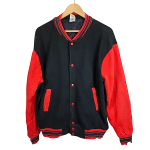 Fruit Of The Loom Black and Red Varsity Jacket - L