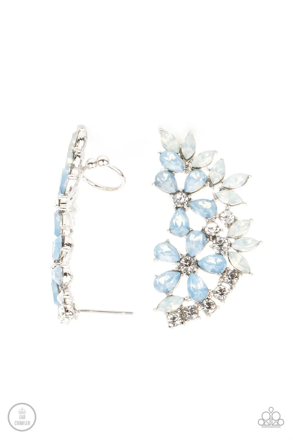 Garden Party Powerhouse - Blue Rhinestone Ear Crawlers - Paparazzi Accessories