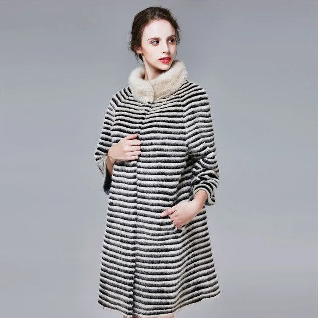 Genuine Mink Fur with Rabbit Fur Coat