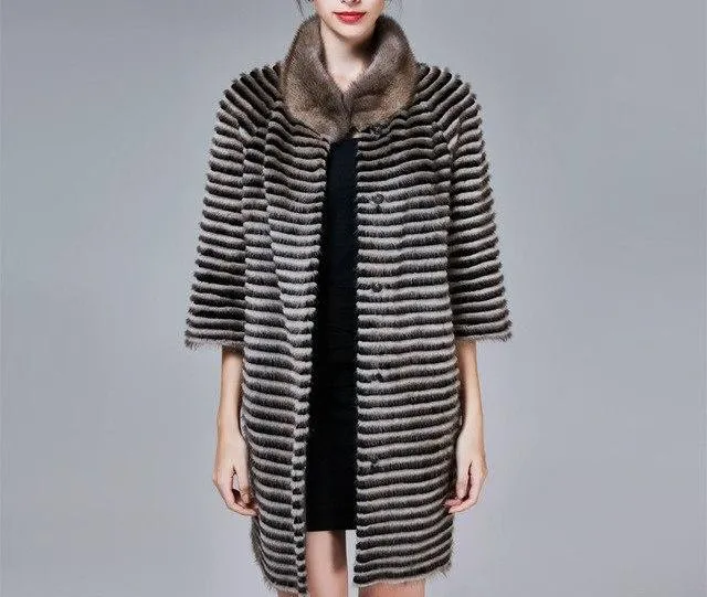 Genuine Mink Fur with Rabbit Fur Coat